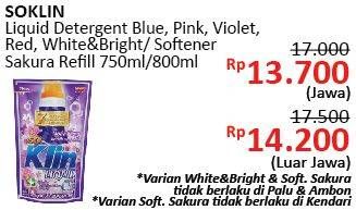Promo Harga SO KLIN Liquid Detergent + Anti Bacterial Biru, + Softergent Pink, + Anti Bacterial Violet Blossom, + Anti Bacterial Red Perfume Collection, Power Clean Action White Bright  - Alfamidi
