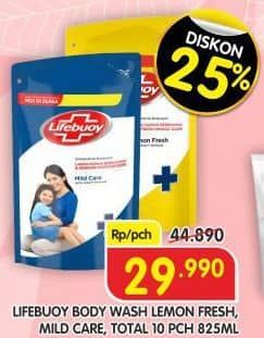 Promo Harga Lifebuoy Body Wash Lemon Fresh, Mild Care, Total 10 850 ml - Superindo