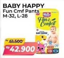 Promo Harga Baby Happy Baby Diapers Pants Fun & Comfort M32, L28 28 pcs - Alfamart