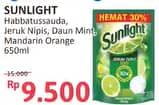 Promo Harga Sunlight Pencuci Piring Higienis Plus With Habbatussauda, Jeruk Nipis 100, Anti Bau With Daun Mint, Mandarin Orange 650 ml - Alfamidi