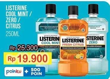 Promo Harga Listerine Mouthwash Antiseptic Cool Mint, Zero, Fresh Citrus 250 ml - Indomaret