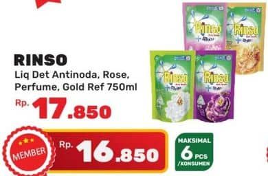 Promo Harga Rinso Liquid Detergent + Molto Royal Gold, + Molto Purple Perfume Essence, + Molto Pink Rose Fresh, + Molto Classic Fresh 750 ml - Yogya