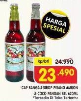 Promo Harga Cap Bangau Syrup Pisang Ambon, Cocopandan 620 ml - Superindo