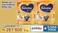 Promo Harga Bebelac 3 Susu Pertumbuhan Vanila, Madu 800 gr - Indomaret