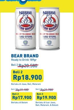 Promo Harga Bear Brand Susu Steril 189 ml - Hypermart