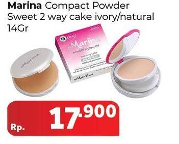 Promo Harga MARINA Compact Powder Sweet Ivory, Natural 14 gr - Carrefour