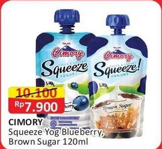 Promo Harga Cimory Squeeze Yogurt Blueberry, Brown Sugar 120 gr - Alfamart