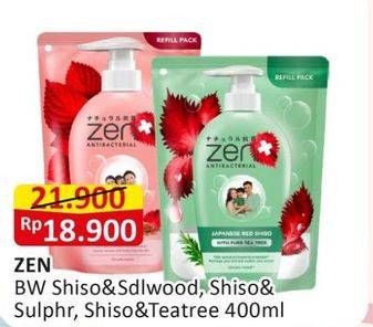 Promo Harga ZEN Anti Bacterial Body Wash Shiso Sandalwood, Shiso Sulphur, Shiso Tea Tree 400 ml - Alfamart