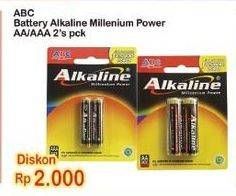 Promo Harga ABC Battery Alkaline LR6/AA, LR03/AAA 2 pcs - Indomaret