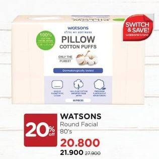Promo Harga Watsons Pillow Cotton Puff 80 pcs - Watsons