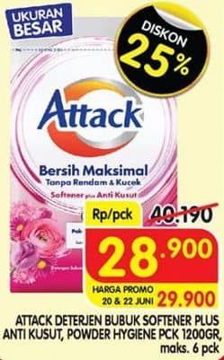 Promo Harga Attack Detergent Powder Hygiene Plus Protection 1200 gr - Superindo