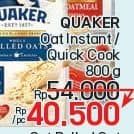 Promo Harga Quaker Oatmeal Instant, Quick Cooking 800 gr - LotteMart