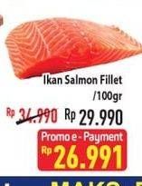 Promo Harga Salmon Fillet per 100 gr - Hypermart