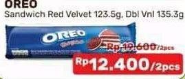 Promo Harga Oreo Biskuit Sandwich Double Vanilla, Red Velvet 123 gr - Alfamart