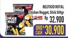 Promo Harga BELFOODS Royal Nugget Chicken Nugget Stick, Chicken Nugget S 500 gr - Hypermart