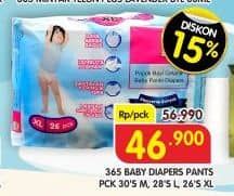 Promo Harga 365 Baby Diapers L28, M30, XL26 26 pcs - Superindo