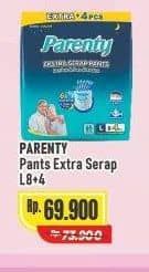 Promo Harga Parenty Ekstra Serap Pants L8+4 12 pcs - Alfamart