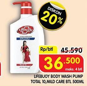 Promo Harga LIFEBUOY Body Wash Total 10, Mild Care 500 ml - Superindo