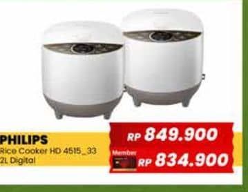 Promo Harga Philips HD4515 Fuzzy Logic Rice Cooker 33  - Yogya