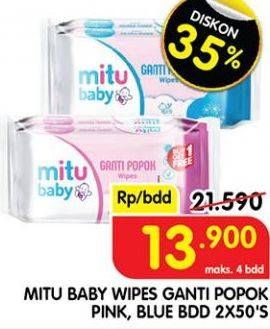 Promo Harga MITU Baby Wipes Ganti Popok Pink Sweet Rose, Blue Charming Lily 50 pcs - Superindo