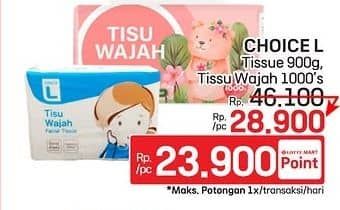 Promo Harga Choice L Facial Tissue 900 gr - LotteMart