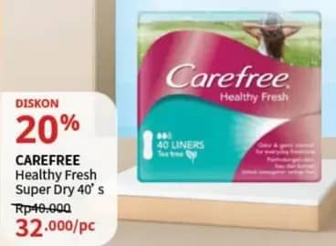 Promo Harga Carefree Healthy Fresh 40 pcs - Guardian