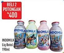 Promo Harga INDOMILK Susu Cair Botol Cokelat, Melon, Stroberi 190 ml - Hypermart