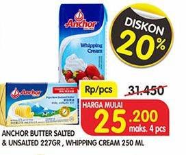 Promo Harga ANCHOR Butter 227 gr/Whipping Cream 250 ml  - Superindo