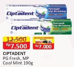 Promo Harga Ciptadent Pasta Gigi Maxi 12 Plus Cool Mint, Fresh Mint 190 gr - Alfamart