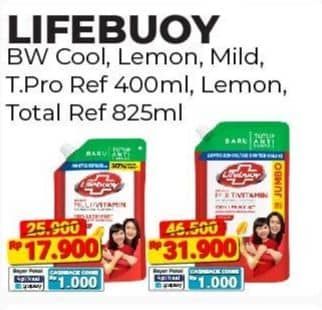 Promo Harga Lifebuoy Body Wash Cool Fresh, Lemon Fresh, Mild Care, Total 10 400 ml - Alfamart