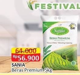 Promo Harga Sania Beras Premium 5000 gr - Alfamart
