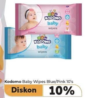Promo Harga Kodomo Baby Wipes Classic Blue, Rice Milk Pink 10 pcs - Carrefour