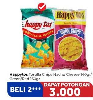 Promo Harga HAPPY TOS Tortilla Chips Merah, Hijau 160 gr - Carrefour