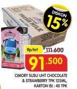 Promo Harga CIMORY Susu UHT Chocolate, Strawberry per 40 pcs 125 ml - Superindo