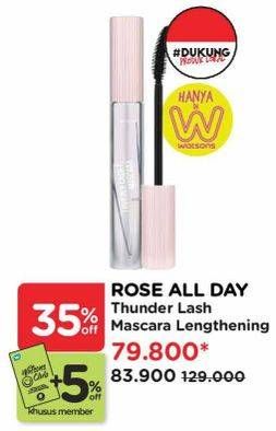 Promo Harga Rose All Day Thunder Lash Mascara Lengthening 8 gr - Watsons