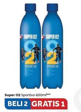 Promo Harga SUPER O2 Silver Oxygenated Drinking Water Sportivo per 2 botol 600 ml - Carrefour