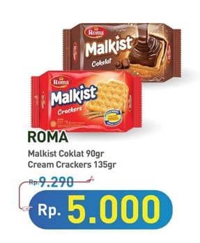 Promo Harga Roma Malkist Cokelat, Cream Crackers 105 gr - Hypermart