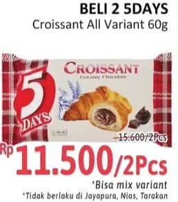Promo Harga 5 Days Croissant All Variants 60 gr - Alfamidi