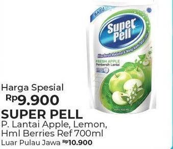 Promo Harga SUPER PELL Pembersih Lantai Fresh Apple, Lemon, Himalayan Berries 700 ml - Alfamart