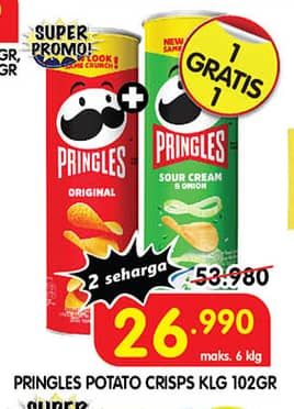 Promo Harga Pringles Potato Crisps 107 gr - Superindo