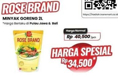 Promo Harga Rose Brand Minyak Goreng 2000 ml - Carrefour