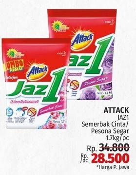 Promo Harga Attack Jaz1 Detergent Powder Pesona Segar, Semerbak Cinta 1700 gr - LotteMart