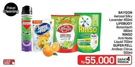 Promo Harga Baygon Aerosol/Lifebuoy Pembersih Lantai/Rinso Liquid Detergent/Super Pell Pembersih Lantai  - LotteMart