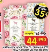 Promo Harga White Garden Shower Cream Pink Rose, Goat Milk 900 ml - Superindo