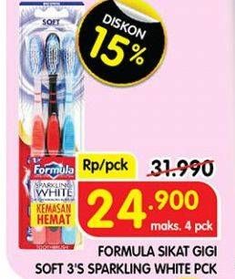 Promo Harga FORMULA Sikat Gigi Sparkling White Soft 3 pcs - Superindo