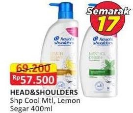 Promo Harga Head & Shoulders Shampoo Cool Menthol, Lemon Fresh 400 ml - Alfamart