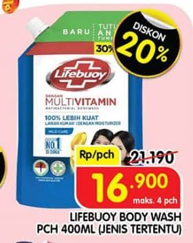 Promo Harga Lifebuoy Body Wash 400 ml - Superindo