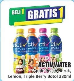 Promo Harga Activ Water Minuman Isotonik + Multivitamin Apple-Peach, Jeruk, Lemon, Triple Berry 380 ml - Hari Hari