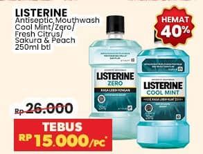 Promo Harga Listerine Mouthwash Antiseptic Cool Mint, Zero, Fresh Citrus 250 ml - Indomaret