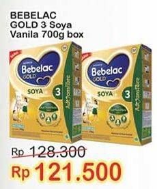 Promo Harga BEBELAC 3 Gold Soya Susu Pertumbuhan Vanila 700 gr - Indomaret
